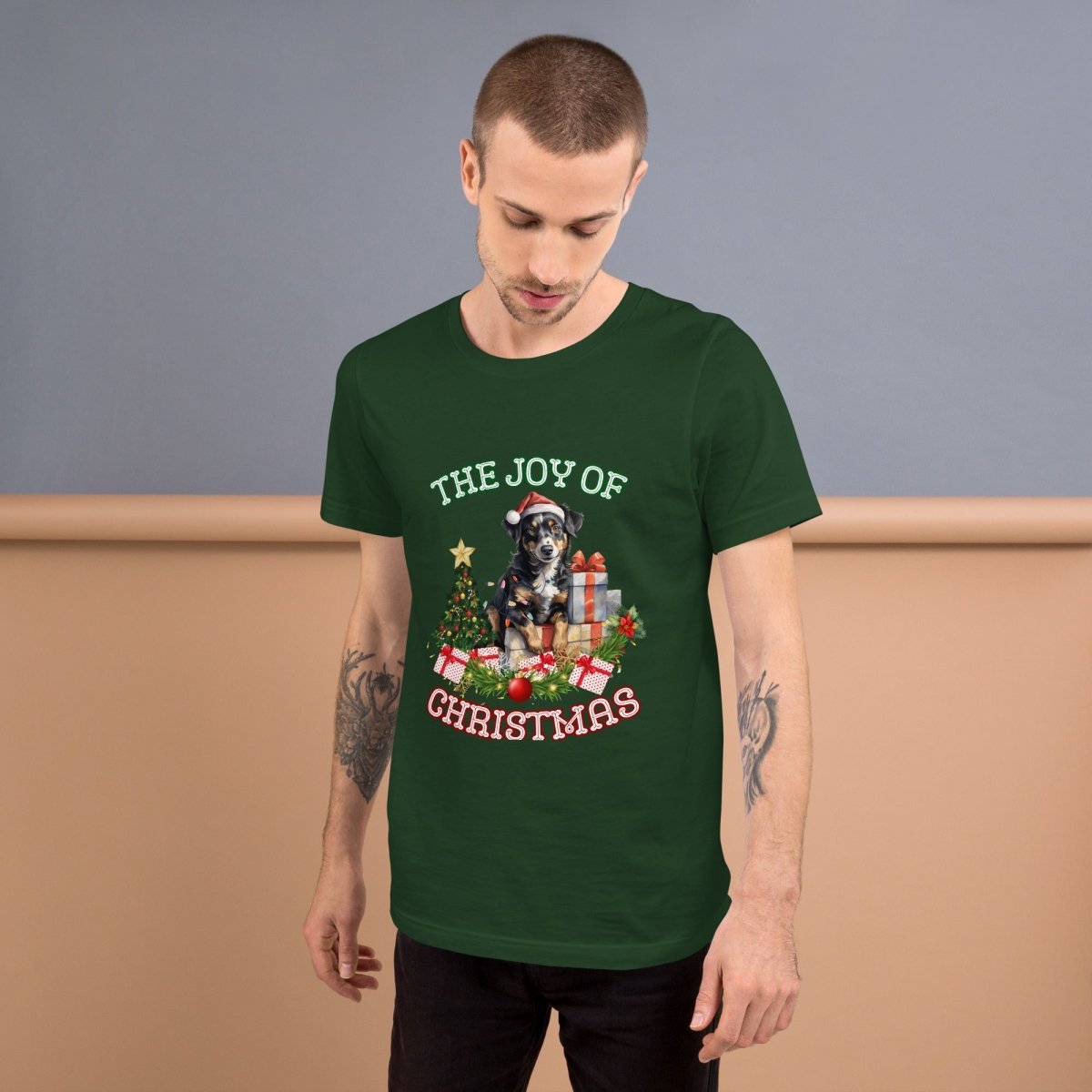 Christmas Shepherd Dog T-Shirt - High Quality Festive Unisex T-Shirt, Gift for Shepherd Owner, Gift for Doglovers, Cute Xmas Dog Tee - Everything Pixel