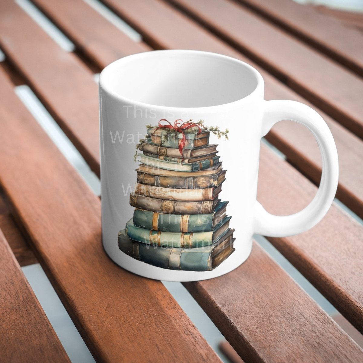 Christmas Stack of Books Clipart 7+7 PNG JPG Bundle Illustration of a Book Stack with Festive Decorations, Ideal for Holiday Crafts - Everything Pixel