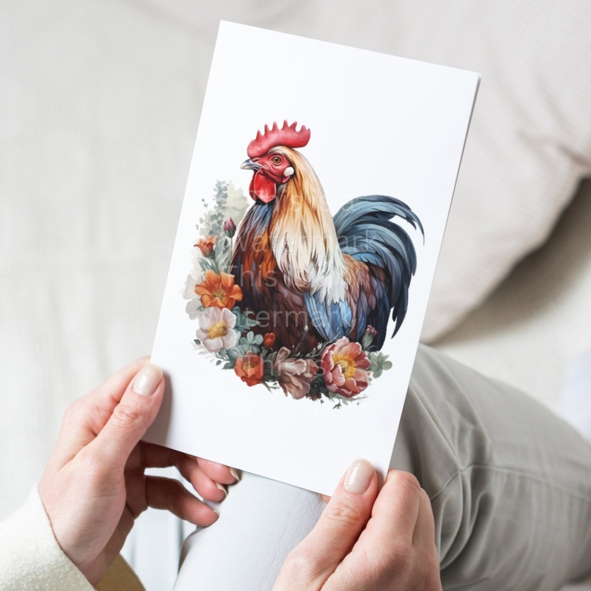 Colorful Watercolor Chickens 7+7 High Quality PNGs Clipart Bundle Rooster Card Making Farm Animal Clip Art Digital Paper Craft Scrapbook - Everything Pixel