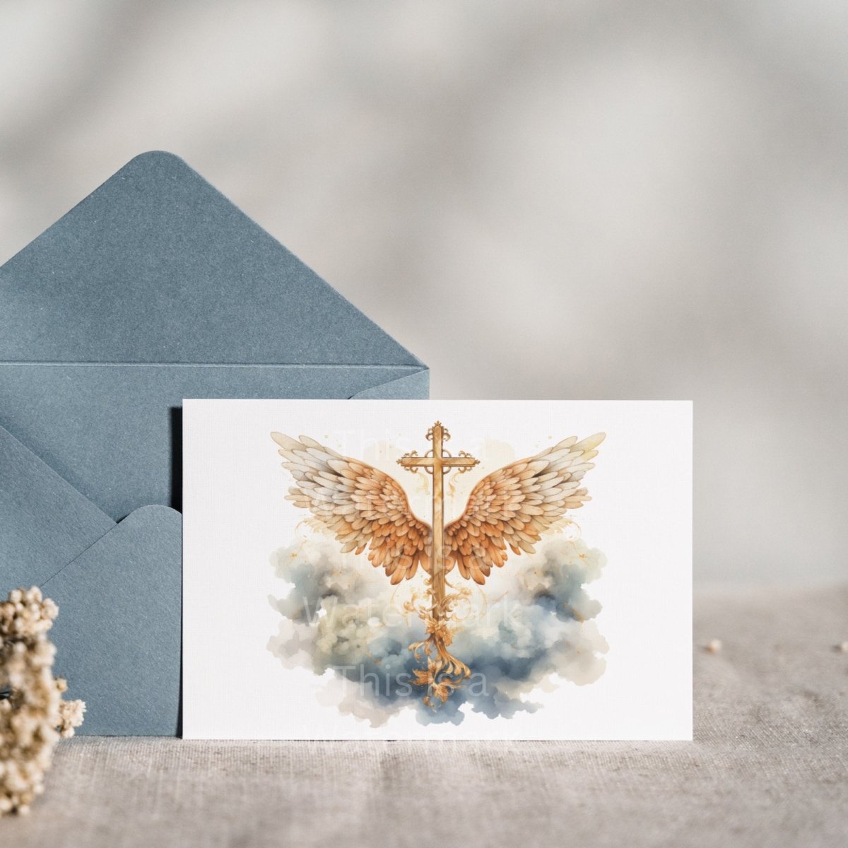 Cross with Angel Wings Clipart 7+7 PNG JPG Bundle Religious Artwork Memorial Card Design Christian Cross Graphic Faith Church Clipart - Everything Pixel
