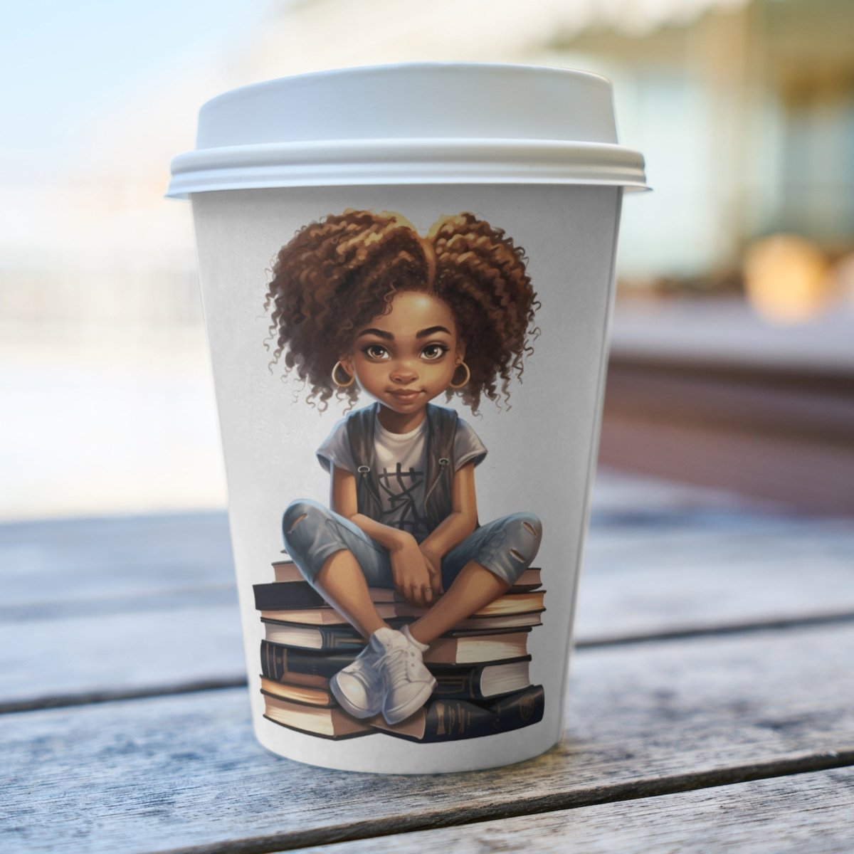 Cute Black Girl Bookworm PNG Clip Art Bundle for Book Lovers Sublimation Tumbler Card Making T-Shirt Nursery Art Stack of Books Scrapbook - Everything Pixel