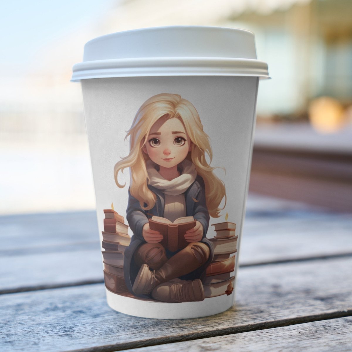 Cute Blonde Girl Bookworm PNG Clip Art Bundle for Book Lovers Sublimation Tumbler Card Making T-Shirt Nursery Art Stack of Books Scrapbook - Everything Pixel