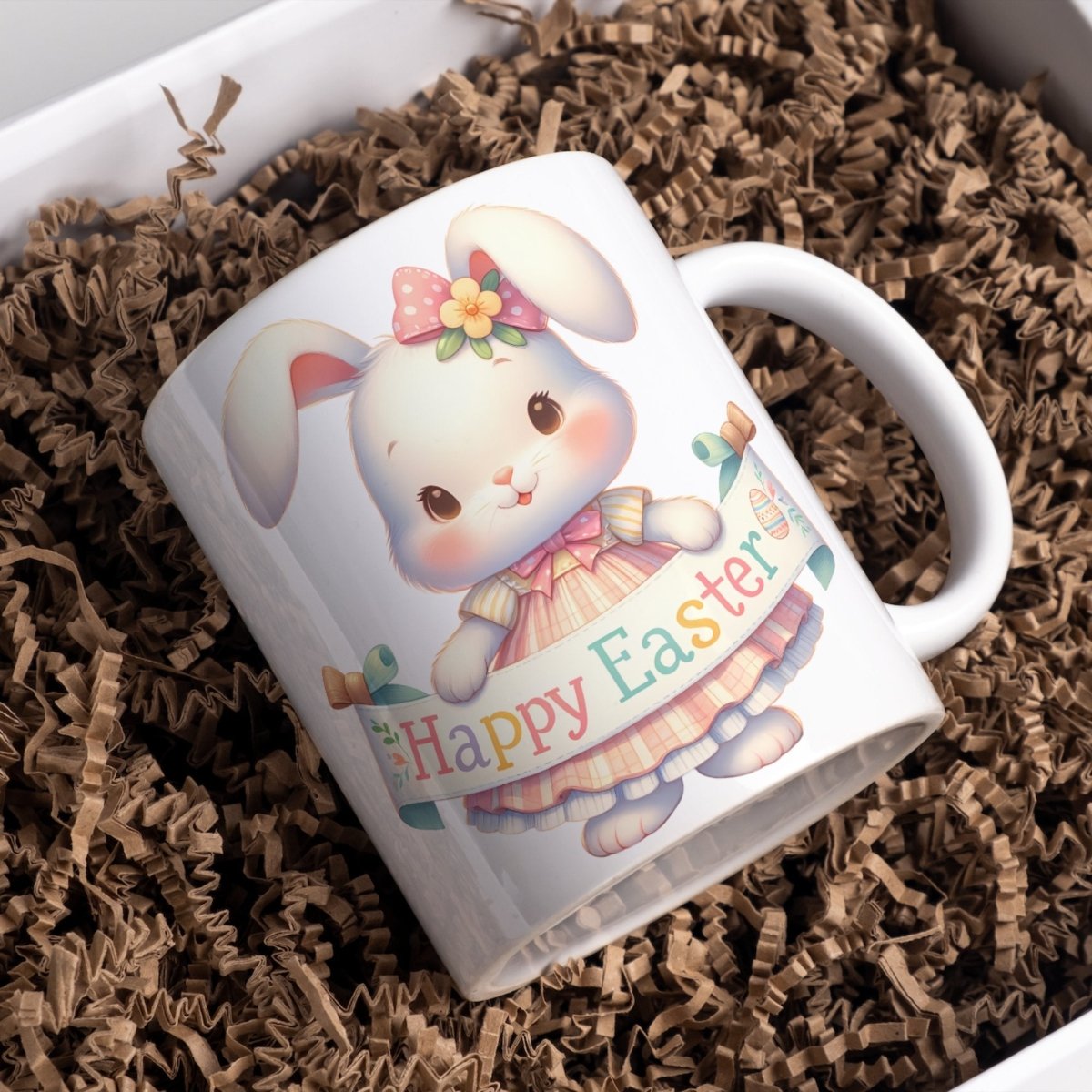 Cute Bunny Easter Mug Funny Gift for Her Happy Easter Coffee Mug Baby Chicken Spring Design Chicken Lover Gift Easter Gift - Everything Pixel