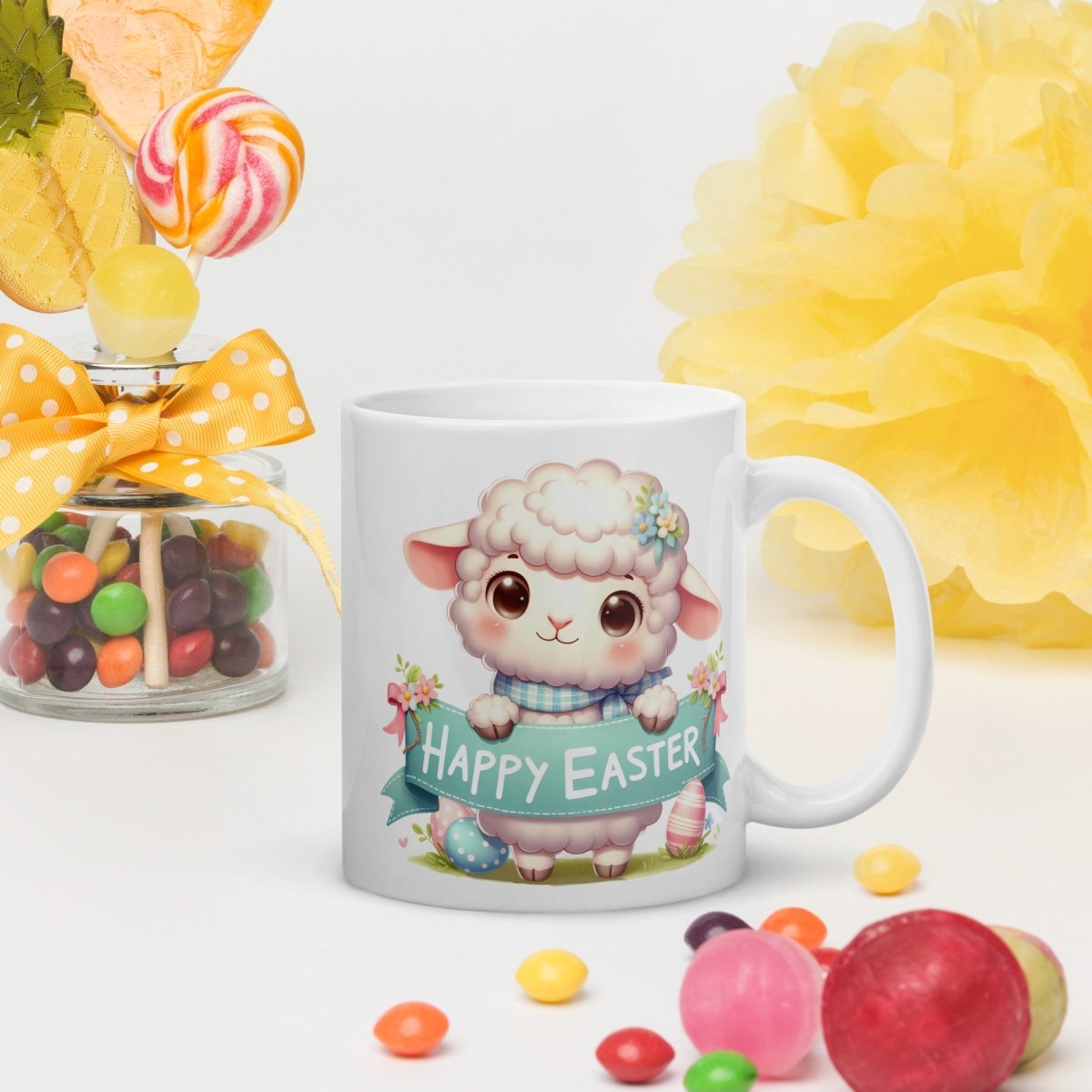Cute Bunny Easter Mug Funny Gift for Her Happy Easter Coffee Mug Baby Chicken Spring Design Chicken Lover Gift Easter Gift - Everything Pixel