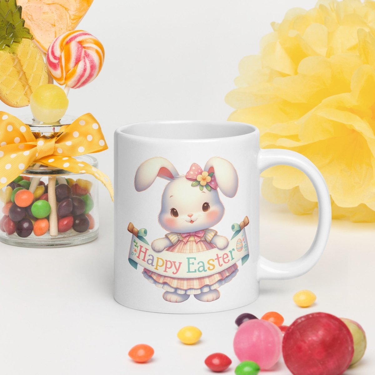 Cute Bunny Easter Mug Funny Gift for Her Happy Easter Coffee Mug Baby Chicken Spring Design Chicken Lover Gift Easter Gift - Everything Pixel