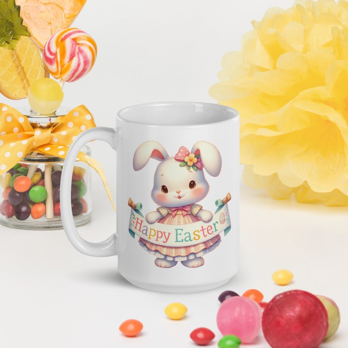 Cute Bunny Easter Mug Funny Gift for Her Happy Easter Coffee Mug Baby Chicken Spring Design Chicken Lover Gift Easter Gift - Everything Pixel