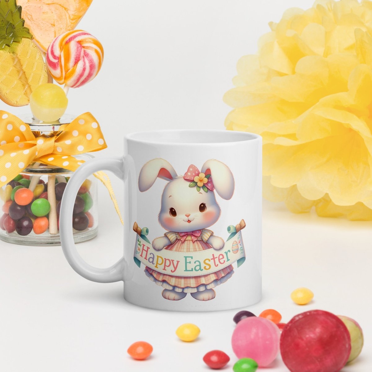 Cute Bunny Easter Mug Funny Gift for Her Happy Easter Coffee Mug Baby Chicken Spring Design Chicken Lover Gift Easter Gift - Everything Pixel