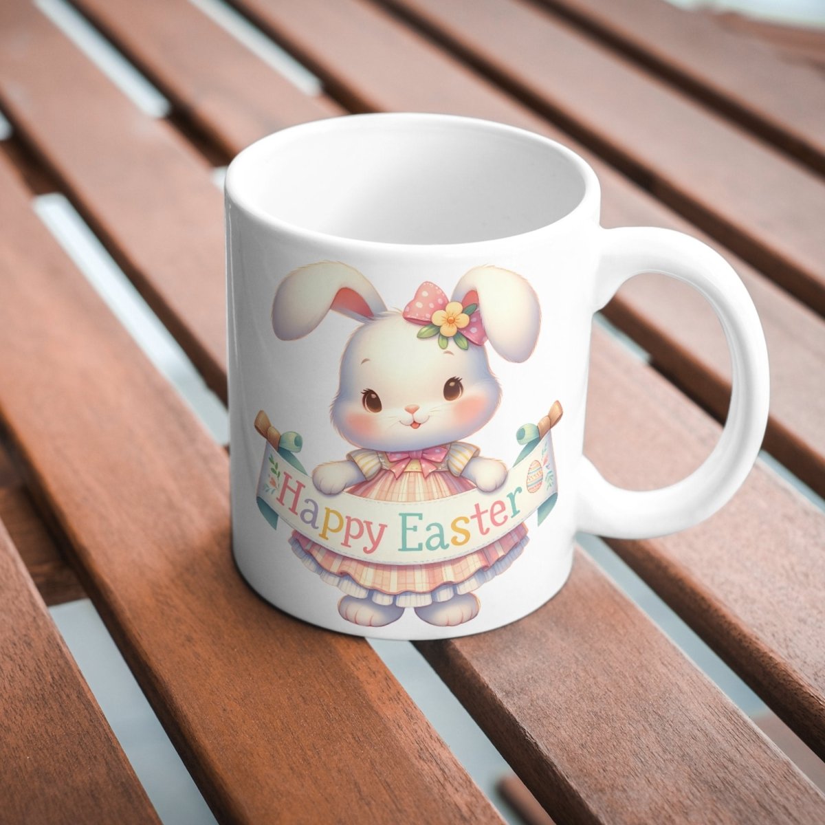 Cute Bunny Easter Mug Funny Gift for Her Happy Easter Coffee Mug Baby Chicken Spring Design Chicken Lover Gift Easter Gift - Everything Pixel