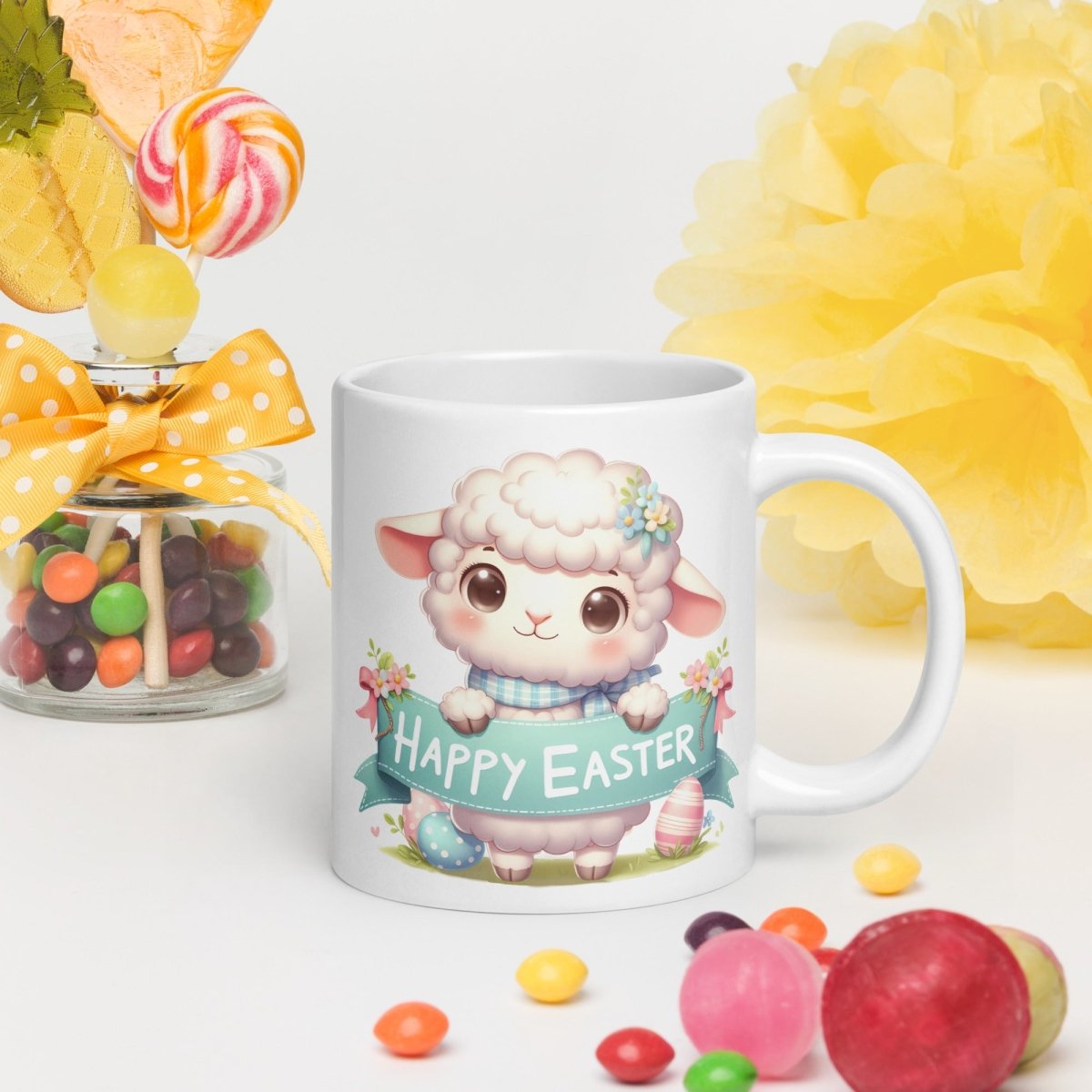 Cute Bunny Easter Mug Funny Gift for Her Happy Easter Coffee Mug Baby Chicken Spring Design Chicken Lover Gift Easter Gift - Everything Pixel