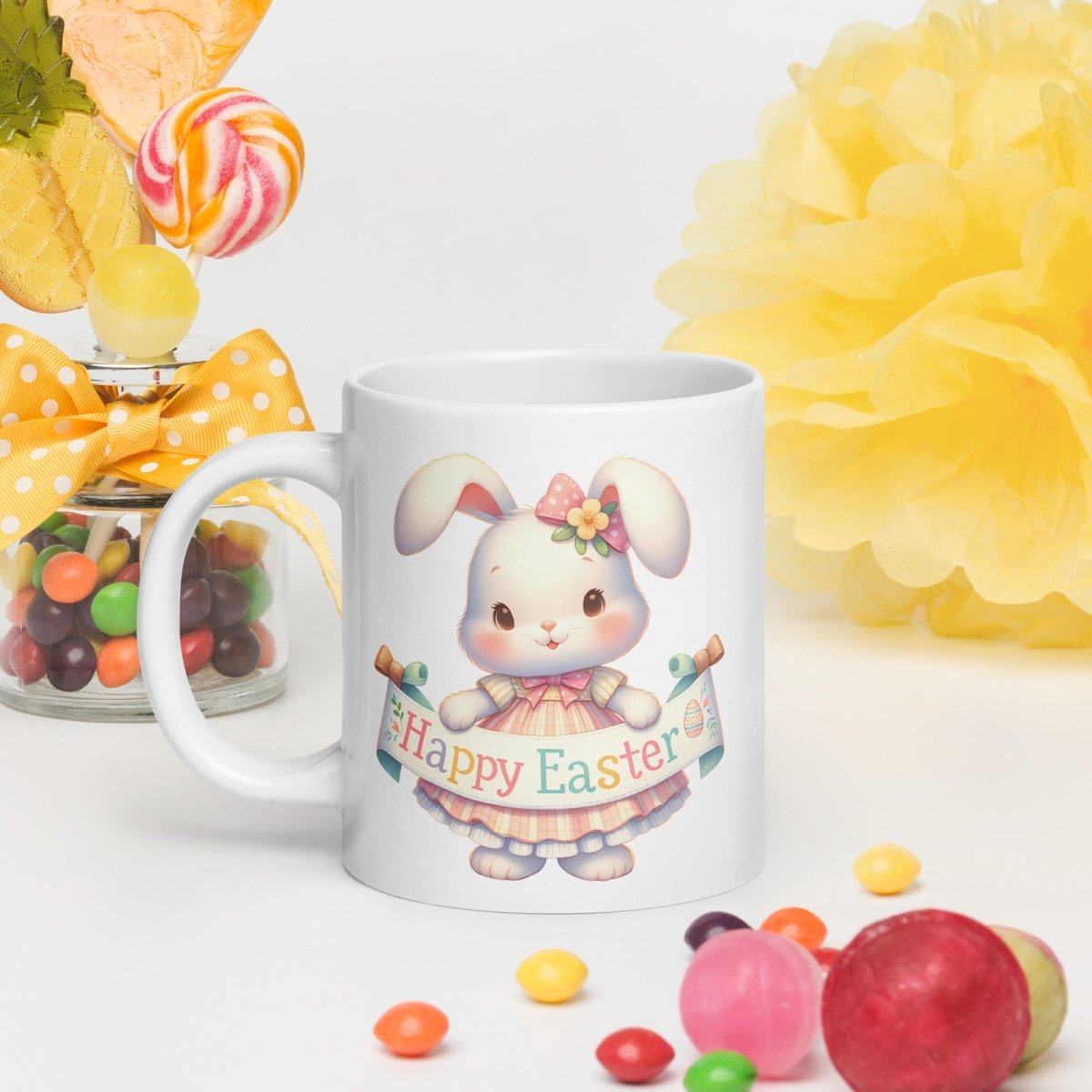 Cute Bunny Easter Mug Funny Gift for Her Happy Easter Coffee Mug Baby Chicken Spring Design Chicken Lover Gift Easter Gift - Everything Pixel