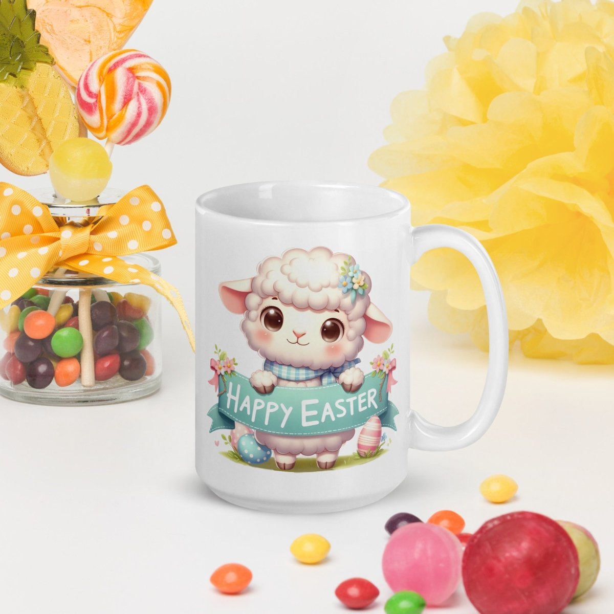 Cute Bunny Easter Mug Funny Gift for Her Happy Easter Coffee Mug Baby Chicken Spring Design Chicken Lover Gift Easter Gift - Everything Pixel