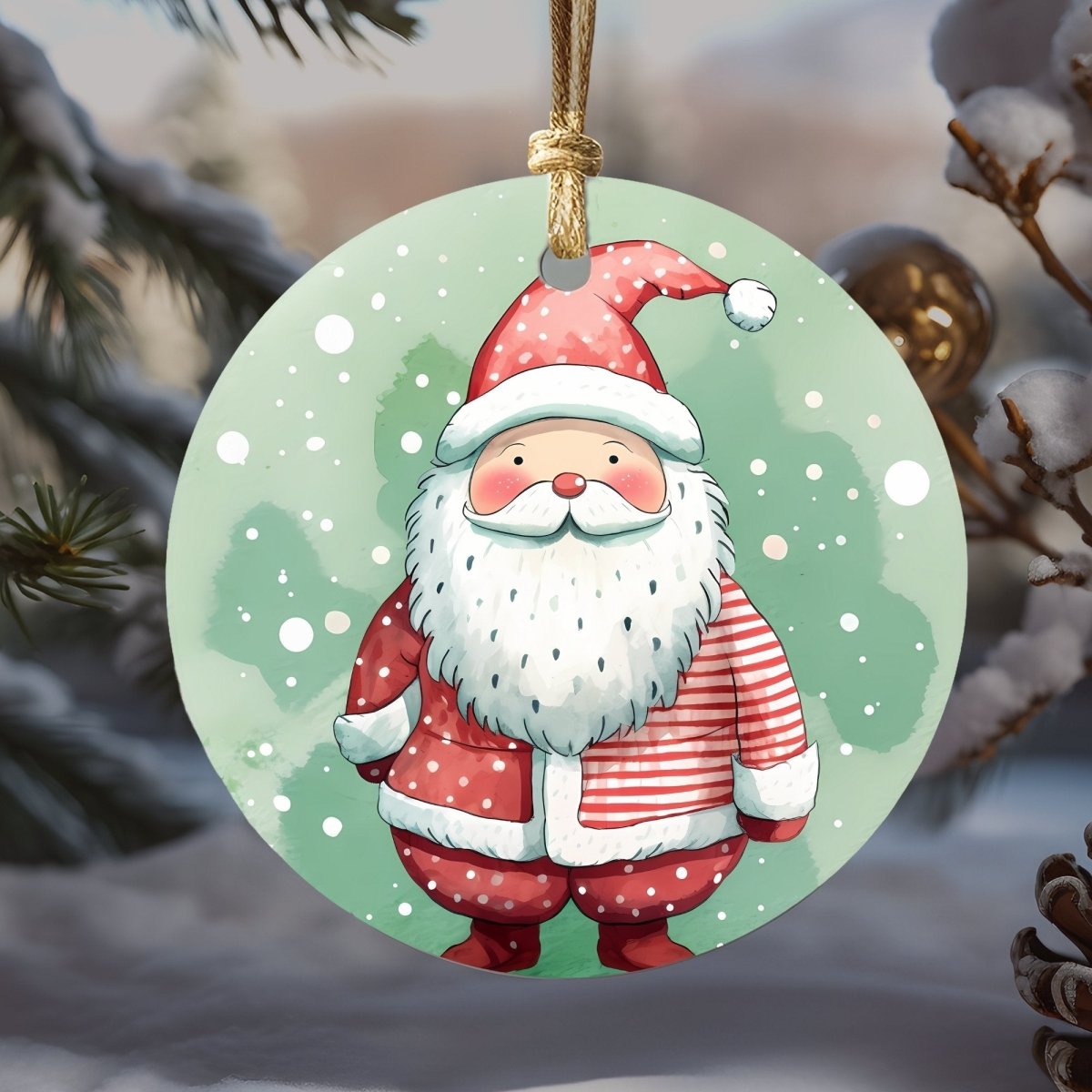 Cute Christmas Ornaments Set of 20 Round Ceramic Ornaments Printed Cute Animal Motifs Pink Mint Festive Christmas Tree Decoration - Everything Pixel