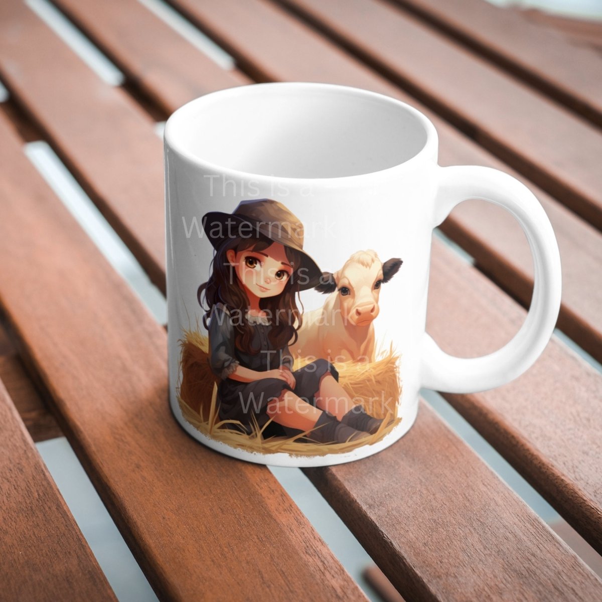 Cute Farmgirl with Baby Cow PNG Clip Art Bundle for Animal Lovers Sublimation Tumbler Card Making T-Shirt Nursery Art Farm Cow Scrapbook - Everything Pixel