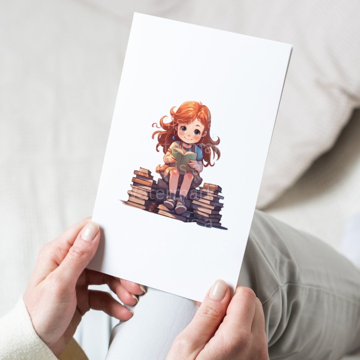 Cute Girl Bookworm PNG Clip Art Bundle for Book Lovers Sublimation Tumbler Card Making T-Shirt Nursery Art Stack of Books Scrapbook - Everything Pixel