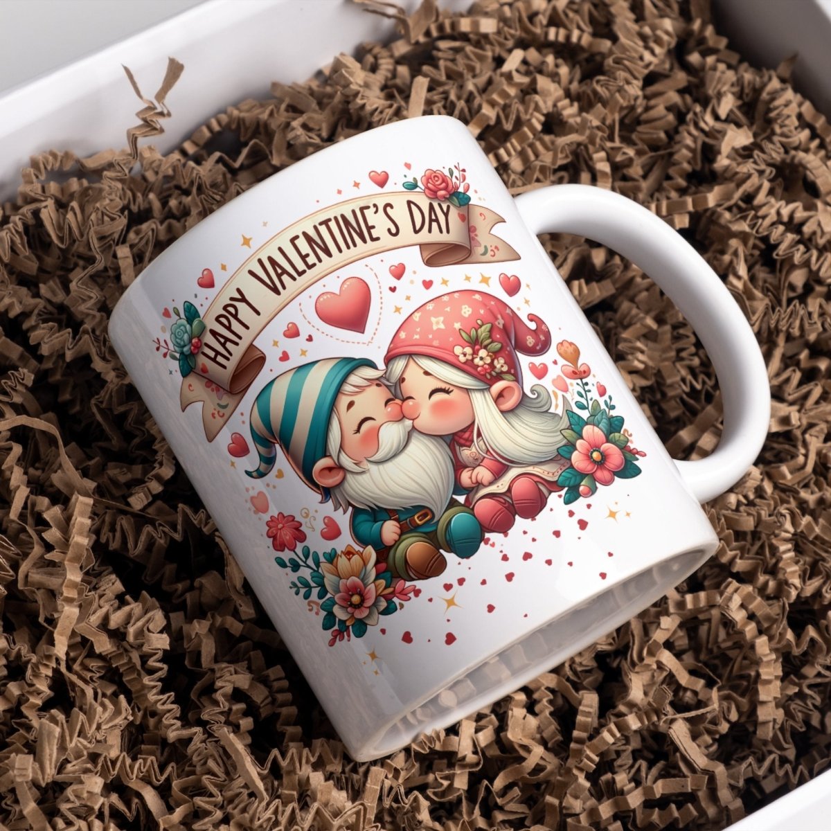 Cute Gnome Couple Mug Valentines Day Gnome Lovers Coffee Mug Gift for Couple Gift for Him and Her Cute Valentines Day Gift for Lovers - Everything Pixel