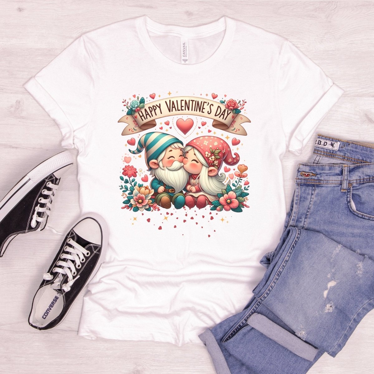 Cute Gnome Valentine T-Shirt High Quality Funny Valentines Day Shirt Love Gift for Her Love Tee Cute Couple Anniversary Shirt Gnomie Design - Everything Pixel