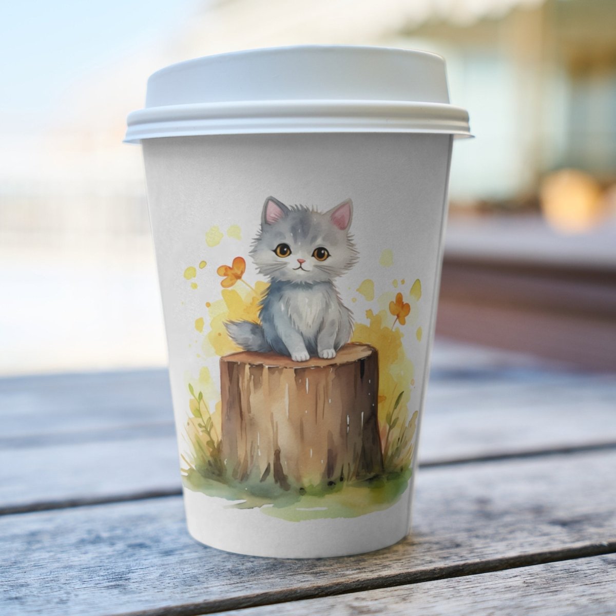 Cute Kitten on Tree Stump 6 PNG Clip Art Bundle Sublimation Design Nursery Art Card Crafting T-Shirt Cat Lover Clipart Mug Design Tumbler - Everything Pixel