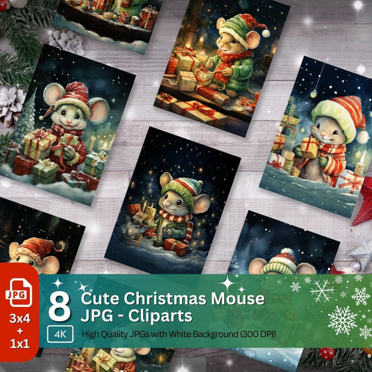 Cute Mouse with Gifts Clipart 8 JPG Cute Christmas - Everything Pixel