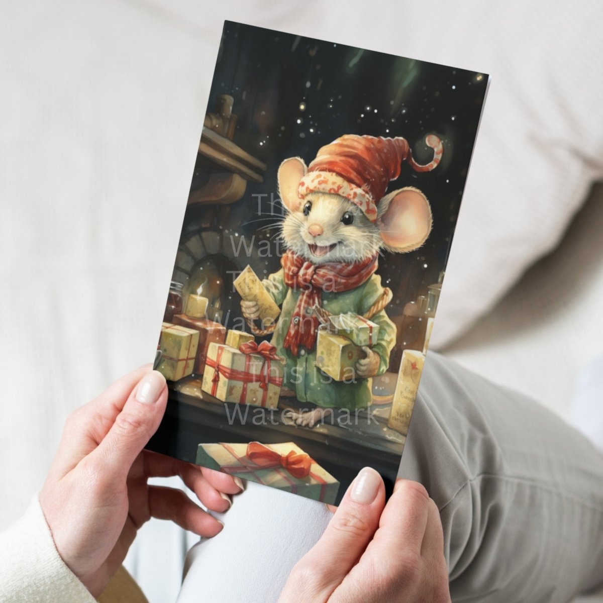 Cute Mouse with Gifts Clipart 8 JPG Cute Christmas Card Graphic Paper Crafting Artwork Holiday Cardmaking Mug and Tumbler Design Graphic - Everything Pixel