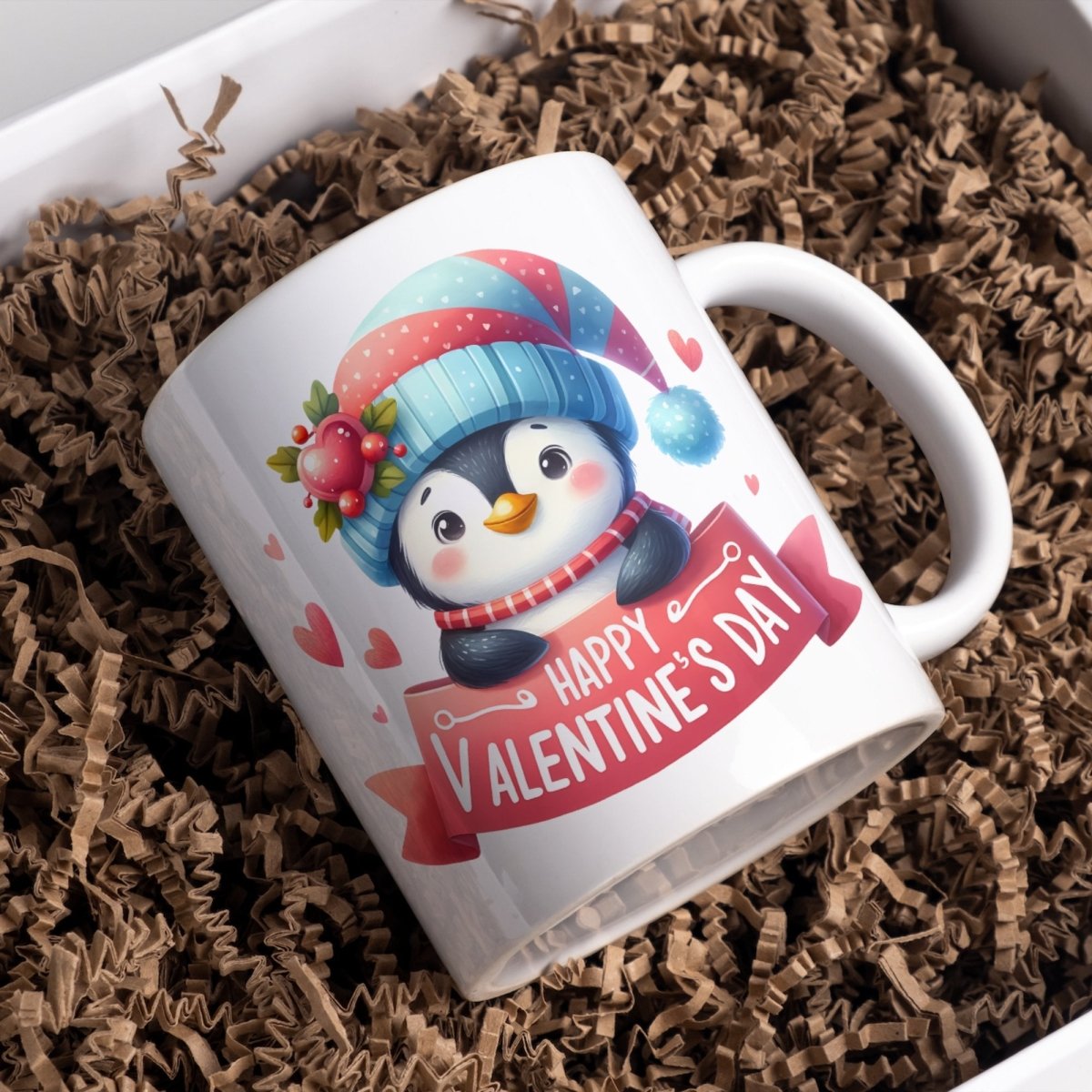 Cute Penguin Mug Valentines Day Penguin Lovers Coffee Mug Gift for Couple Gift for Him and Her Cute Valentines Day Gift for Lovers - Everything Pixel