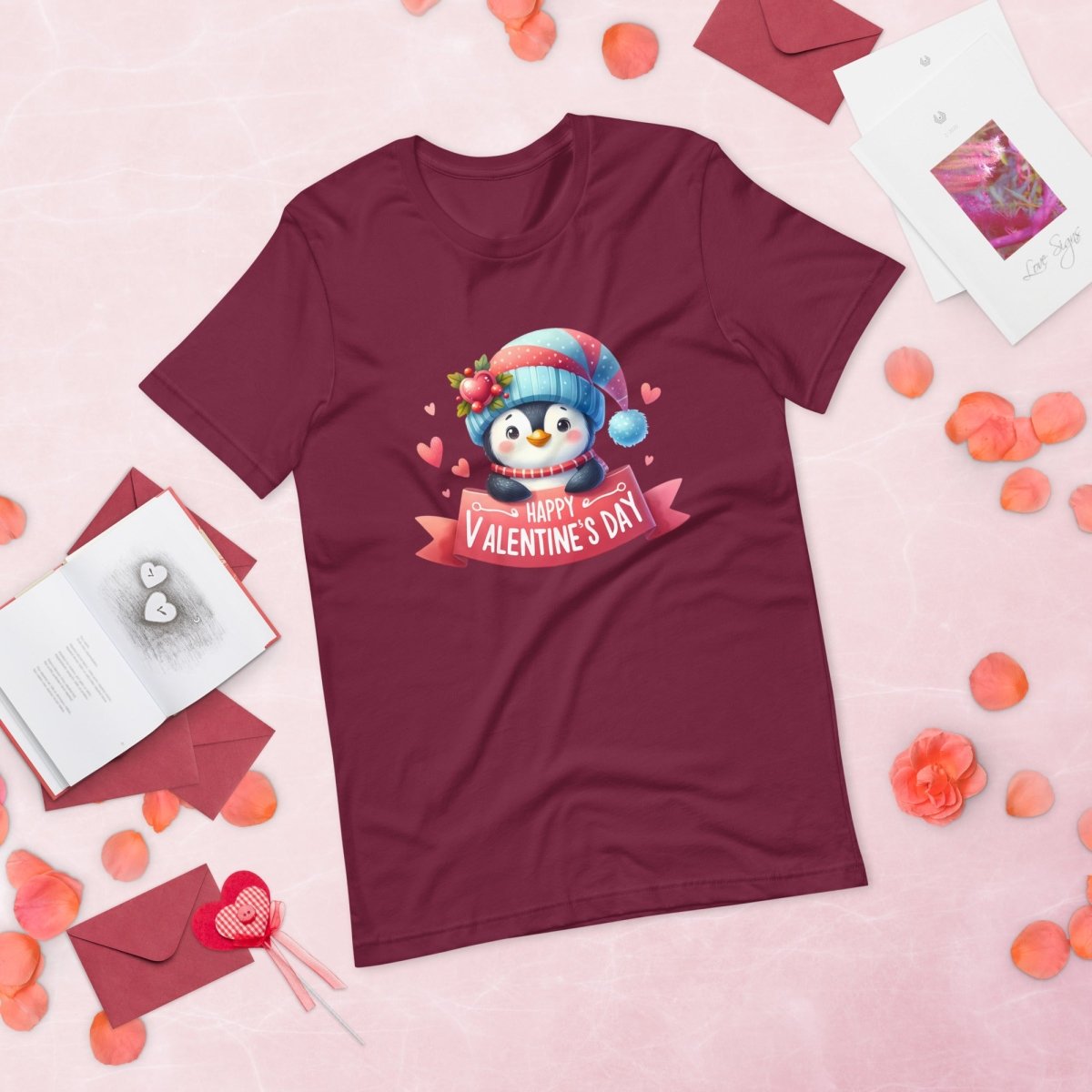 Cute Penguin Valentine T-Shirt High Quality Funny Valentines Day Shirt Love Gift for Her Love Tee Anniversary Shirt Valentines Celebration - Everything Pixel