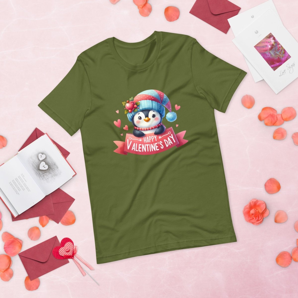 Cute Penguin Valentine T-Shirt High Quality Funny Valentines Day Shirt Love Gift for Her Love Tee Anniversary Shirt Valentines Celebration - Everything Pixel