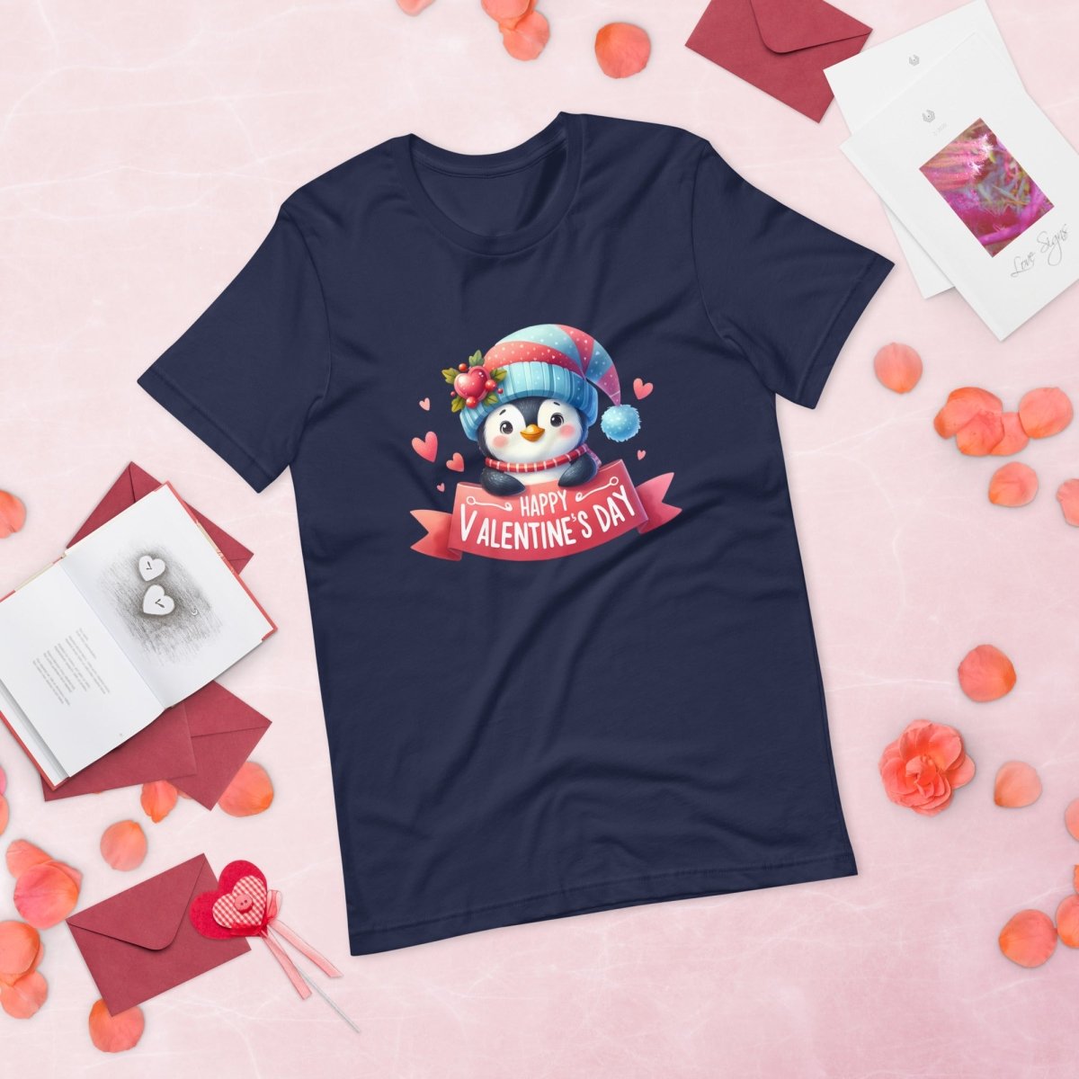 Cute Penguin Valentine T-Shirt High Quality Funny Valentines Day Shirt Love Gift for Her Love Tee Anniversary Shirt Valentines Celebration - Everything Pixel