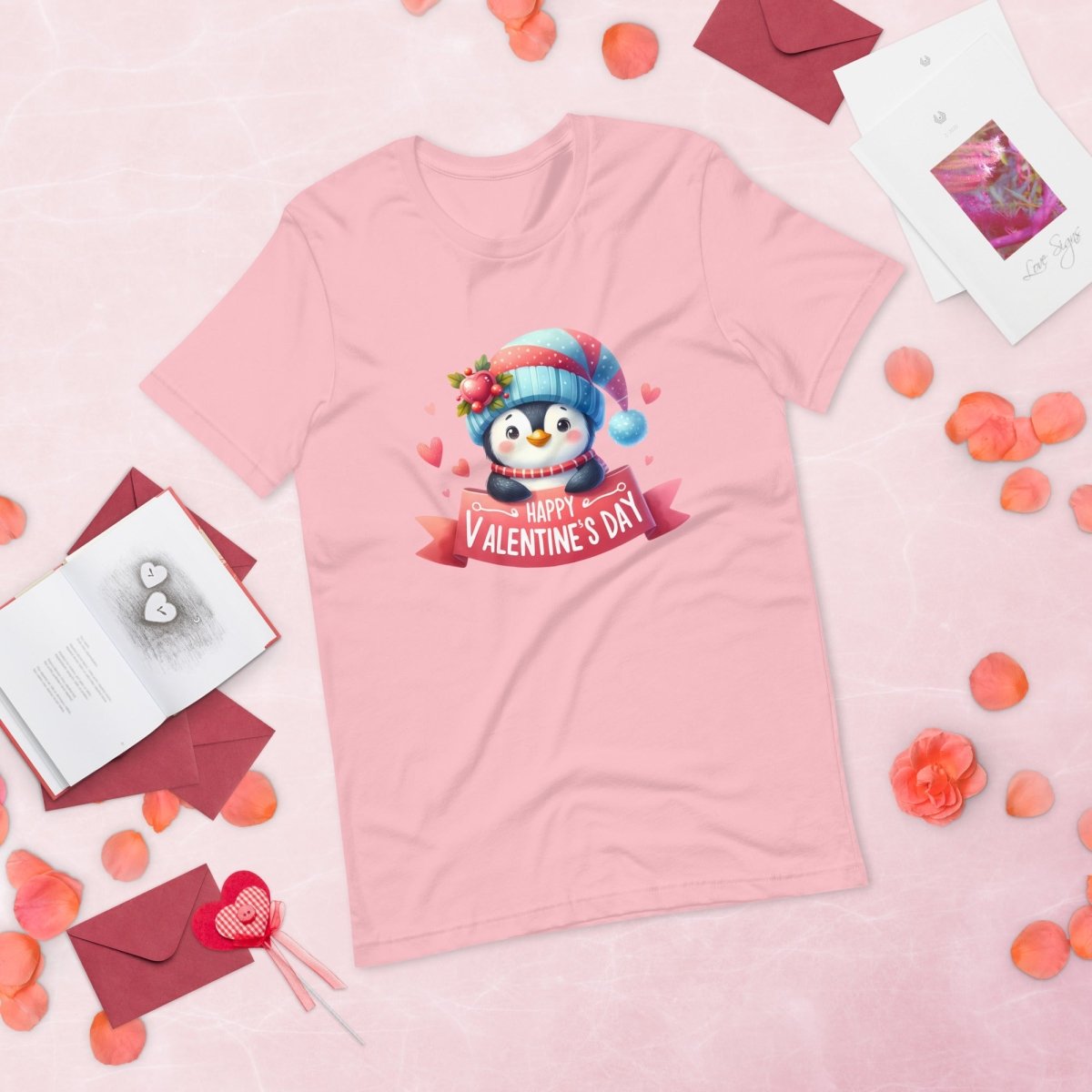 Cute Penguin Valentine T-Shirt High Quality Funny Valentines Day Shirt Love Gift for Her Love Tee Anniversary Shirt Valentines Celebration - Everything Pixel