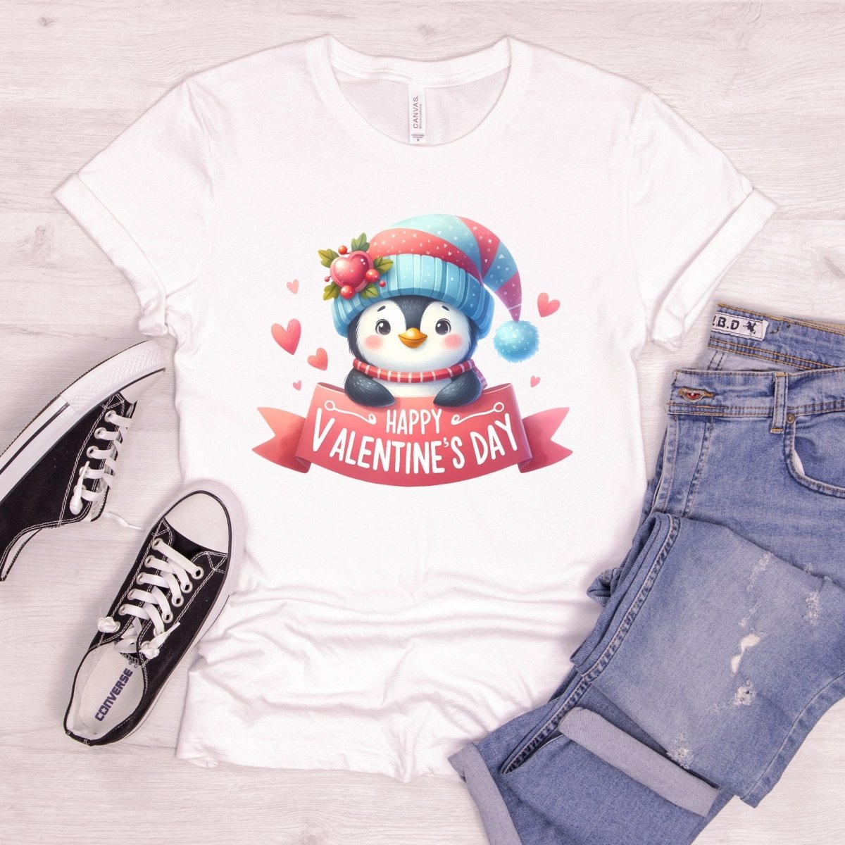 Cute Penguin Valentine T-Shirt High Quality Funny Valentines Day Shirt Love Gift for Her Love Tee Anniversary Shirt Valentines Celebration - Everything Pixel
