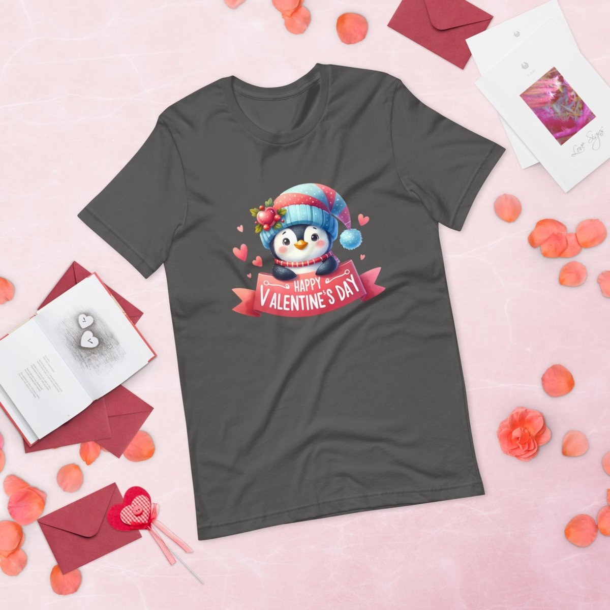 Cute Penguin Valentine T-Shirt High Quality Funny Valentines Day Shirt Love Gift for Her Love Tee Anniversary Shirt Valentines Celebration - Everything Pixel