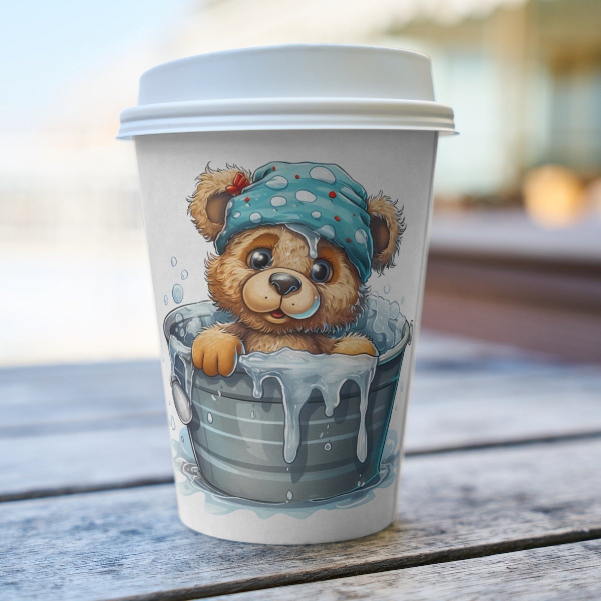 Cute Teddy Bear in Bath PNG Clip Art Bundle for Birthday Invitation Baby Shower Sublimation Tumbler Card Making T-Shirt Design Nursery Art - Everything Pixel