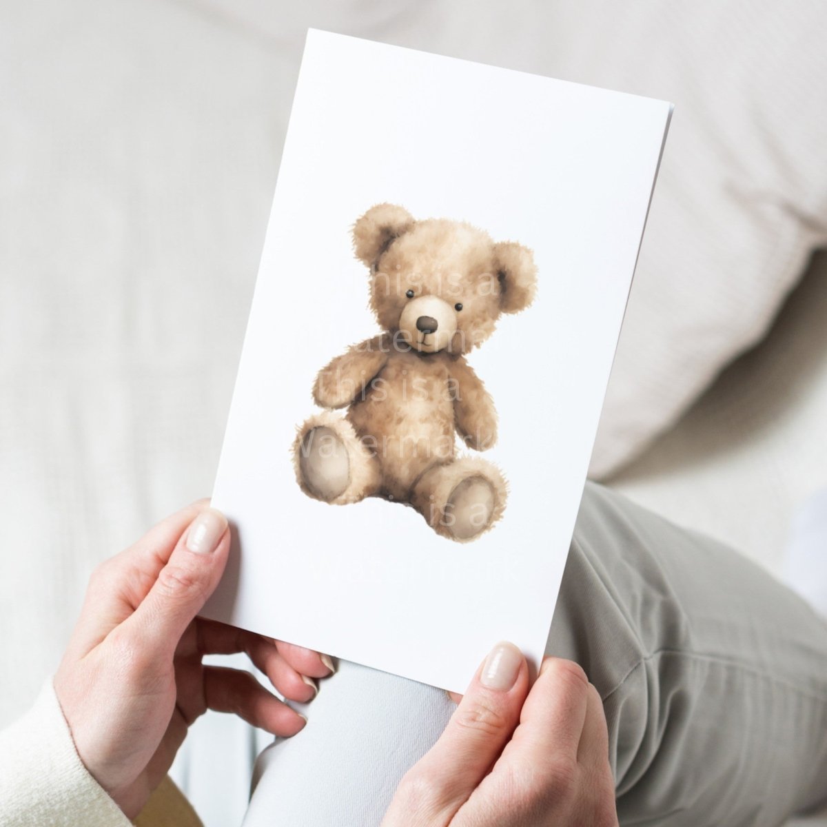Cute Teddy Bear Watercolor PNG Clip Art Bundle for Birthday Invitation Baby Shower Sublimation Tumbler Card Making T-Shirt Nursery Art - Everything Pixel