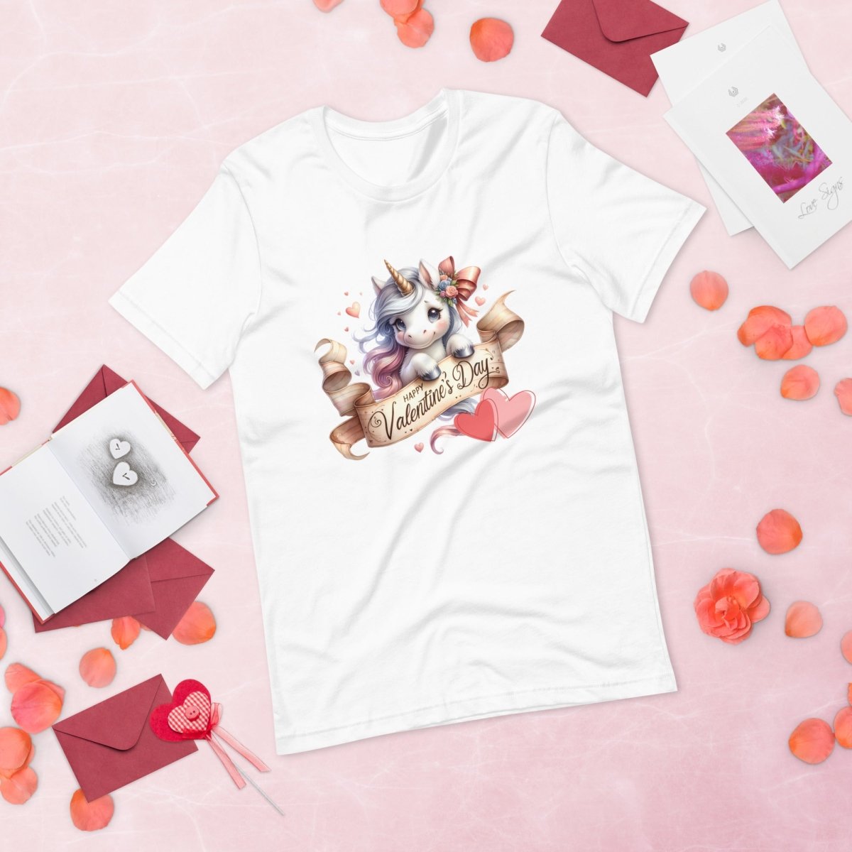 Cute Unicorn Valentine T-Shirt High Quality Funny Valentines Day Shirt Love Gift for Her Love Tee Anniversary Shirt Rainbow Valentine - Everything Pixel