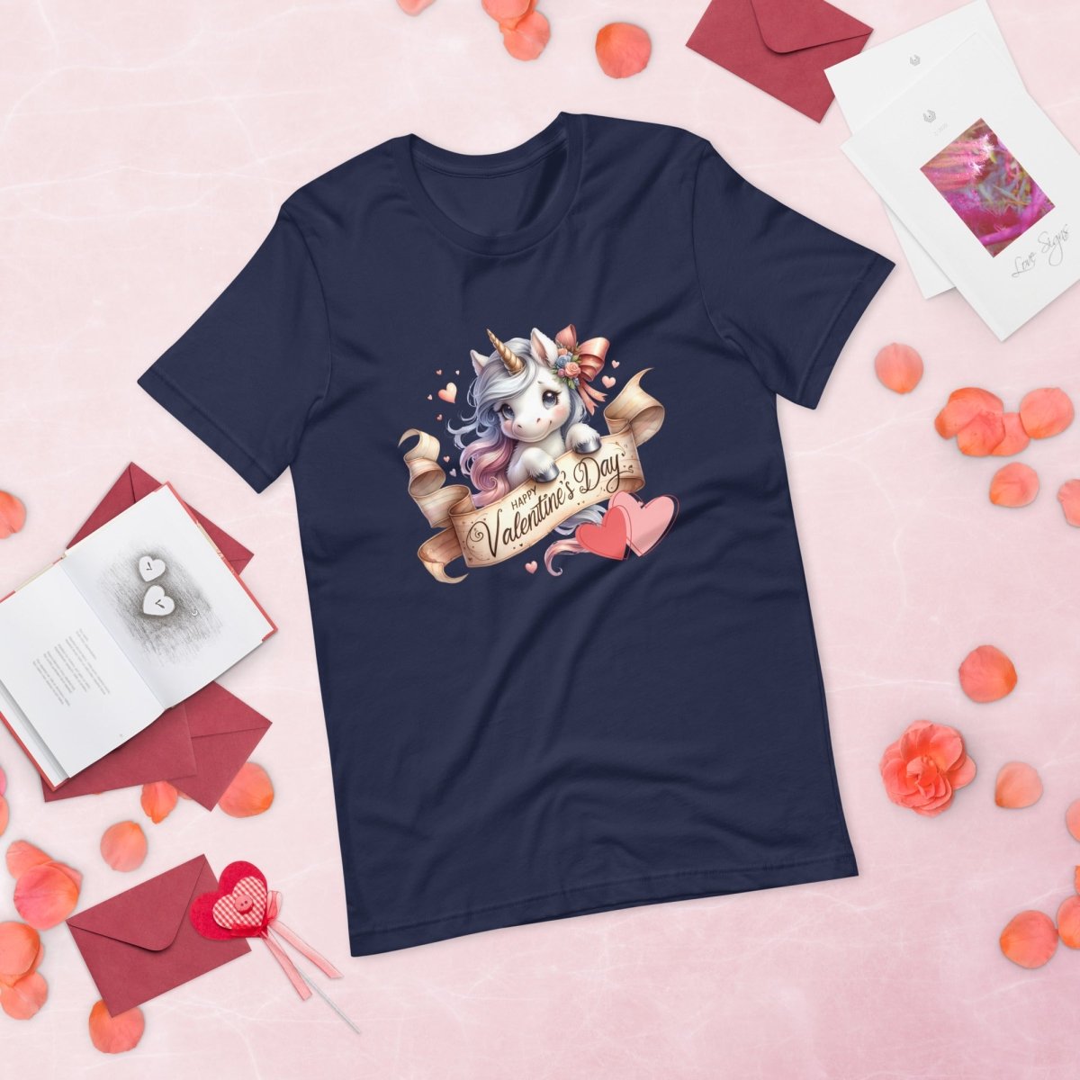 Cute Unicorn Valentine T-Shirt High Quality Funny Valentines Day Shirt Love Gift for Her Love Tee Anniversary Shirt Rainbow Valentine - Everything Pixel