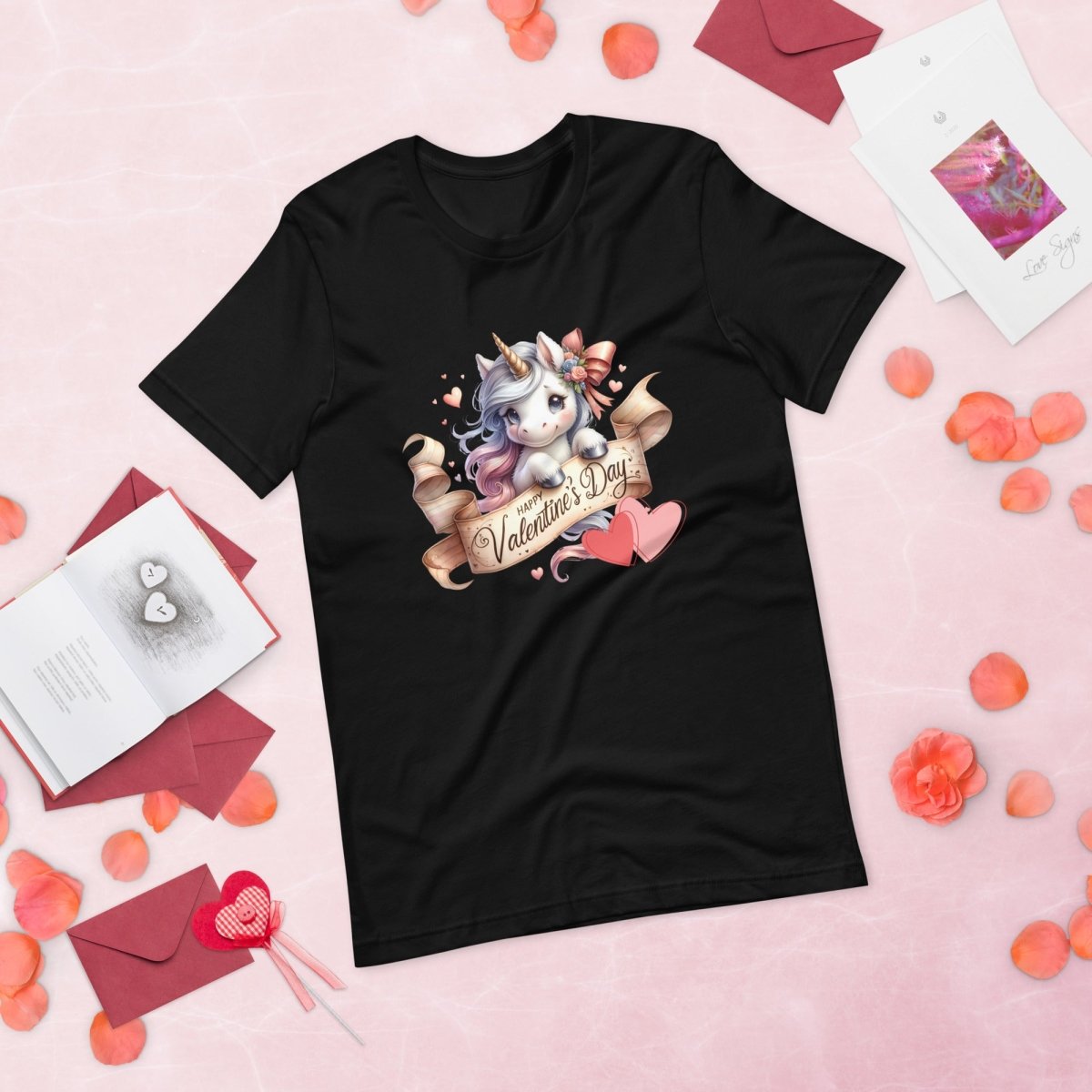 Cute Unicorn Valentine T-Shirt High Quality Funny Valentines Day Shirt Love Gift for Her Love Tee Anniversary Shirt Rainbow Valentine - Everything Pixel