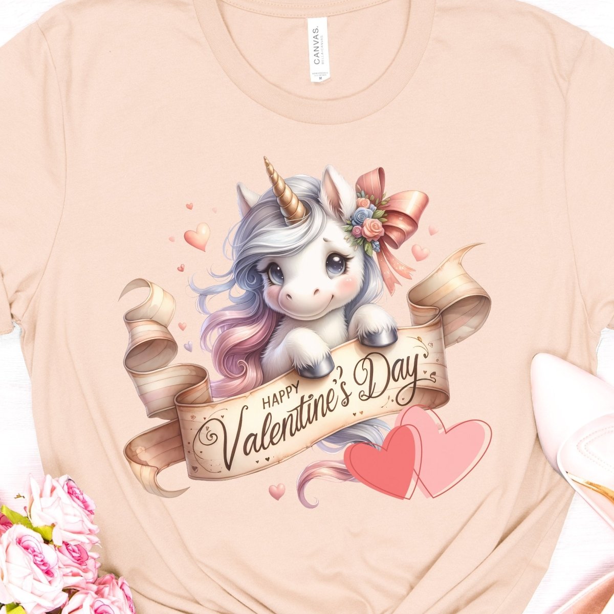Cute Unicorn Valentine T-Shirt High Quality Funny Valentines Day Shirt Love Gift for Her Love Tee Anniversary Shirt Rainbow Valentine - Everything Pixel