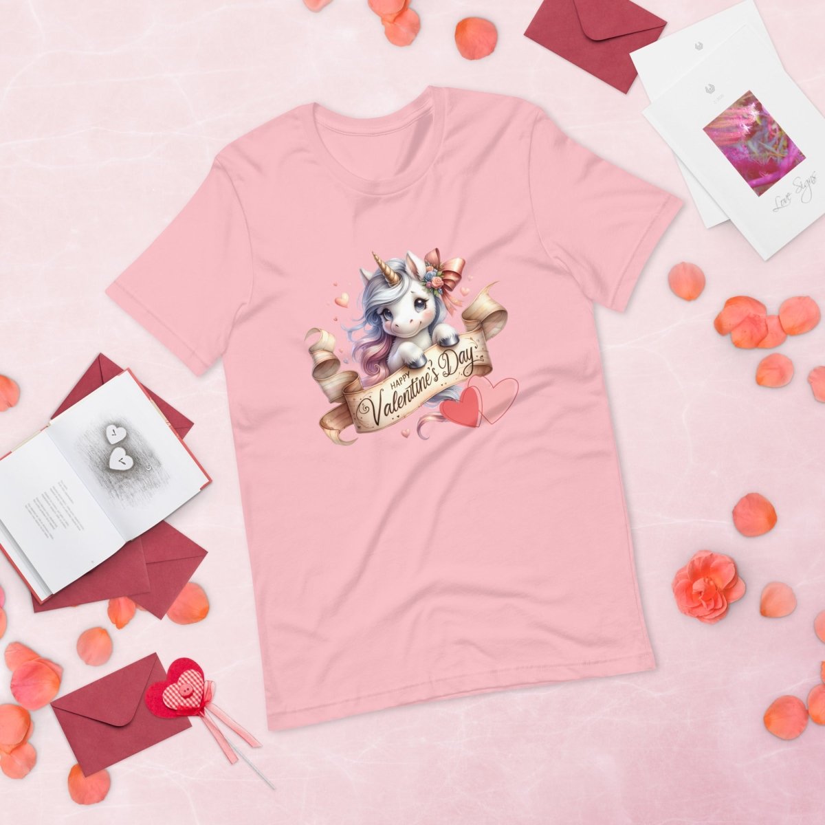 Cute Unicorn Valentine T-Shirt High Quality Funny Valentines Day Shirt Love Gift for Her Love Tee Anniversary Shirt Rainbow Valentine - Everything Pixel