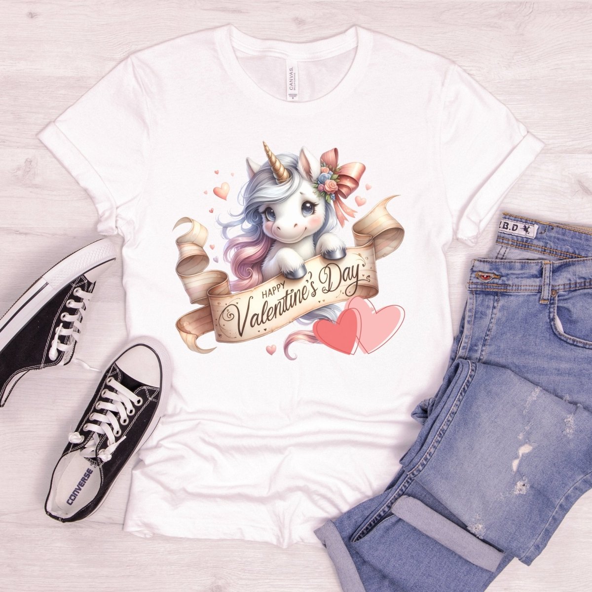 Cute Unicorn Valentine T-Shirt High Quality Funny Valentines Day Shirt Love Gift for Her Love Tee Anniversary Shirt Rainbow Valentine - Everything Pixel