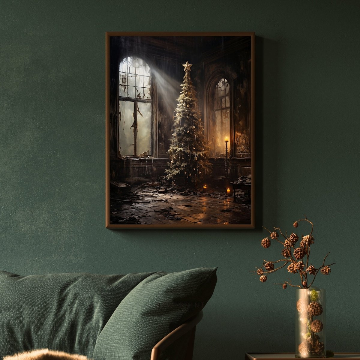 Christmas Tree in Abandoned Mansion - Gothic Wall Art Print