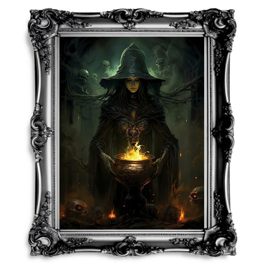 Dark Witch Halloween Wall Art Spooky Decor Dark Cottagecore Gothic - Paper Poster Print - Everything Pixel