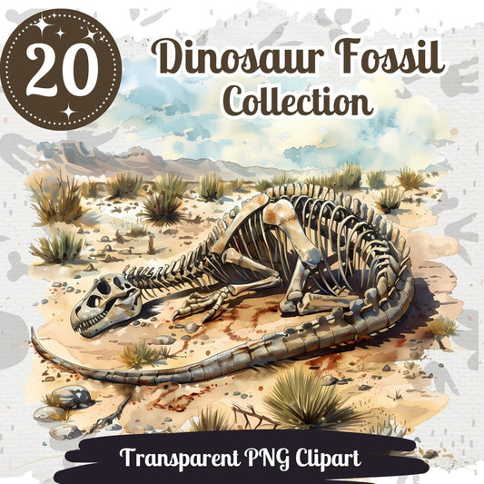 Desert Dinosaur Fossil Clipart Bundle - Everything Pixel