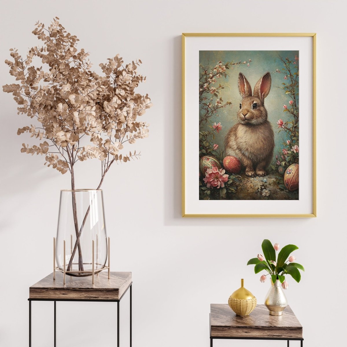 Easter Bunny Wall Art Vintage Classy Spring Artwork Easter Farmhouse Decor Antique Rabbit Painting Spring Bunny Poster Paper Poster Print - Everything Pixel