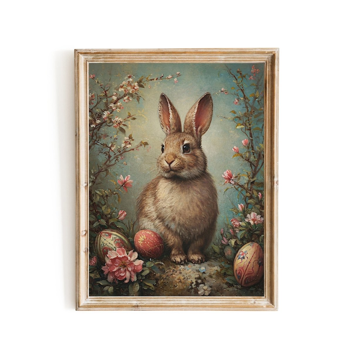 Easter Bunny Wall Art Vintage Classy Spring Artwork Easter Farmhouse Decor Antique Rabbit Painting Spring Bunny Poster Paper Poster Print - Everything Pixel