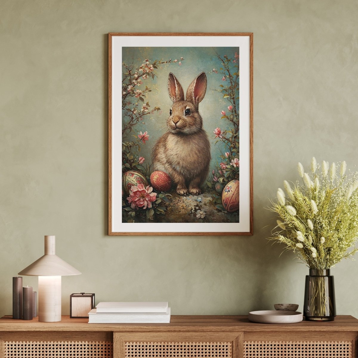 Easter Bunny Wall Art Vintage Classy Spring Artwork Easter Farmhouse Decor Antique Rabbit Painting Spring Bunny Poster Paper Poster Print - Everything Pixel
