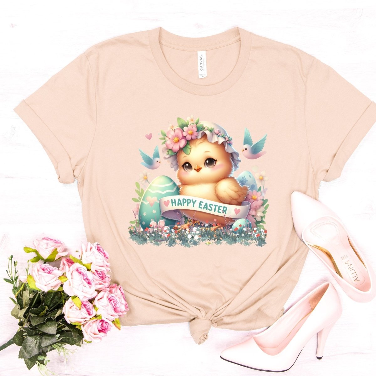 Easter Chicken T-Shirt High Quality Cute Easter Day Shirt Happy Easter Spring Celebration Tee Gift for Her Kids Easter Shirt Chicken Lover - Everything Pixel