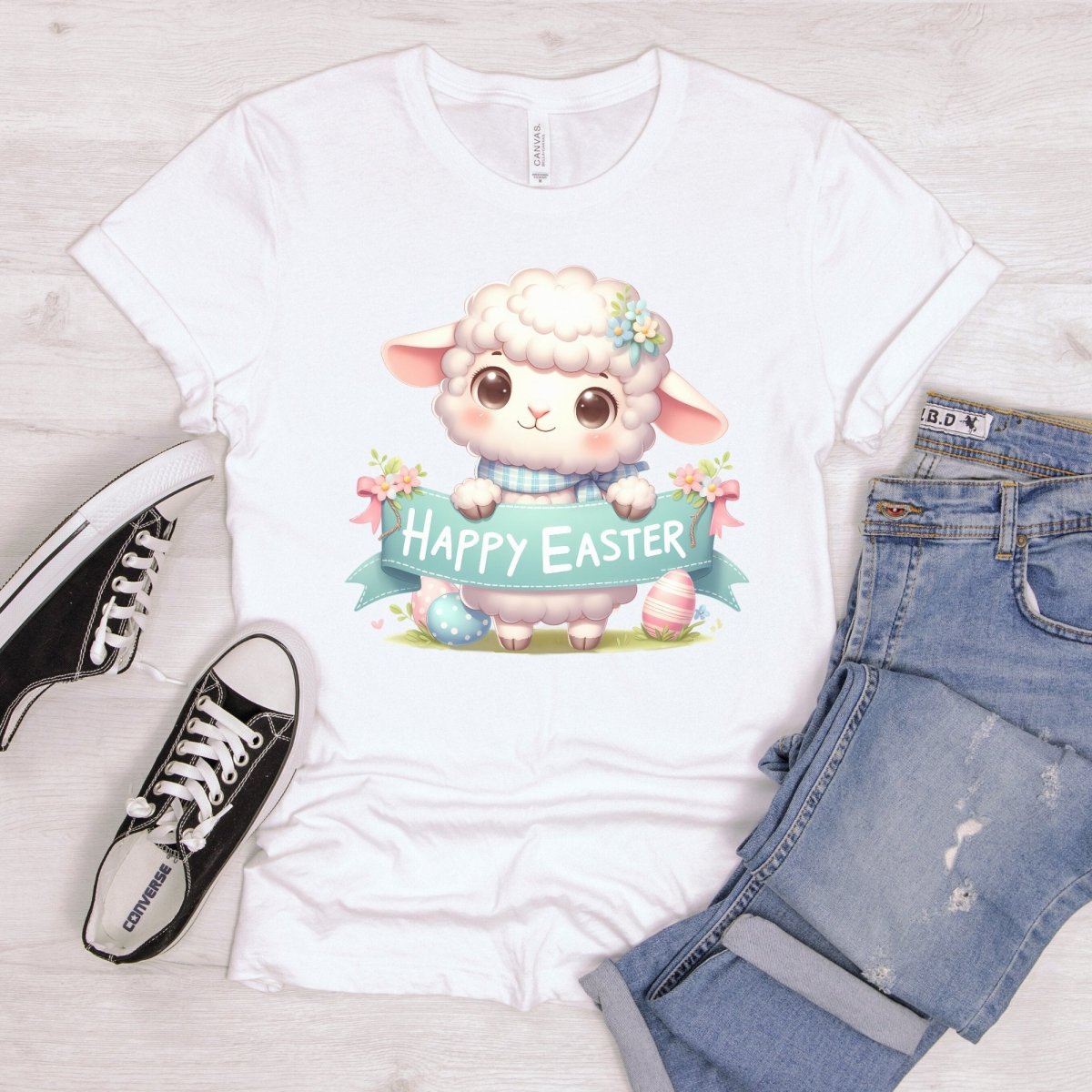 Easter Lamb T-Shirt High Quality Cute Easter Day Shirt Happy Easter Spring Celebration Tee Gift for Her Kids Easter Shirt Sheep Lover - Everything Pixel