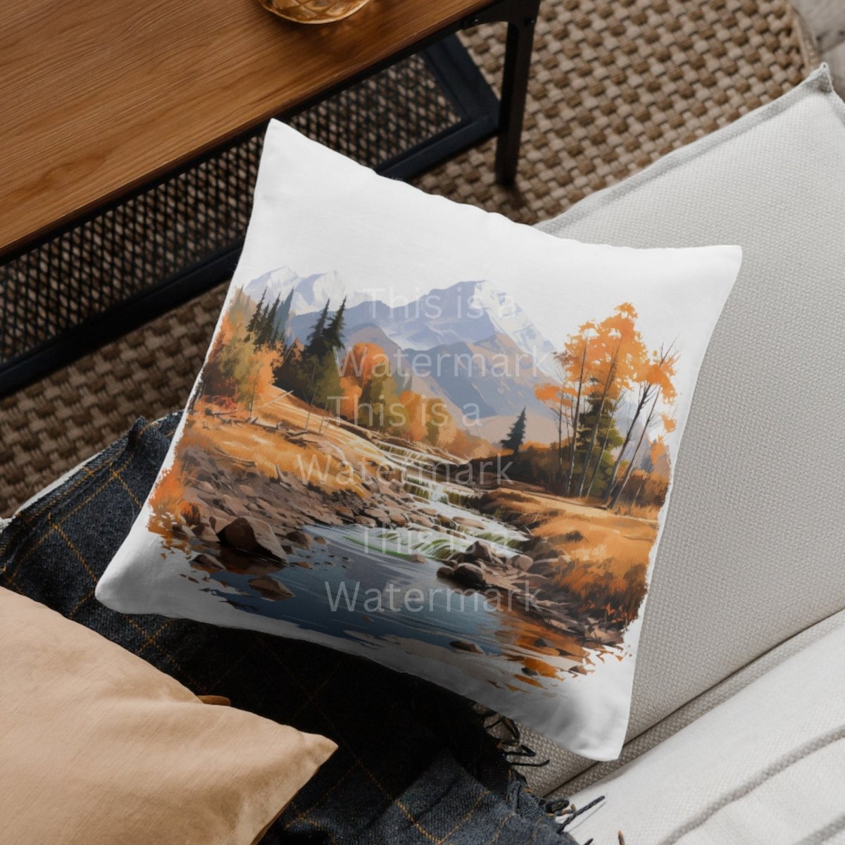 Fall Watercolor Mountain Landscape Clipart 7+7 PNG JPG Bundle Invitation Card Graphic Paper Crafting Thanksgiving Holiday Graphic - Everything Pixel