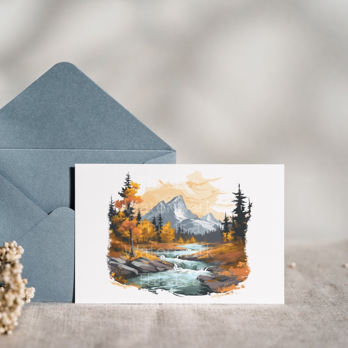 Fall Watercolor Mountain Landscape Clipart 7+7 PNG JPG Bundle Invitation Card Graphic Paper Crafting Thanksgiving Holiday Graphic - Everything Pixel
