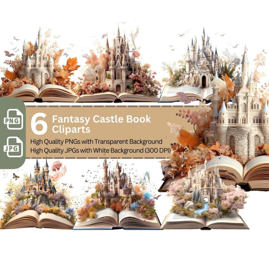 Fantasy Castle Book 6+6 PNG Clip Art Bundle Fantasy - Everything Pixel