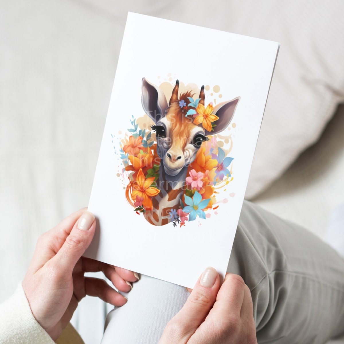 Floral Giraffe Clipart 7+7 PNG/JPG Bundle Safari Animal Graphic Print on Cards Paper Craft T-Shirts Junk Journals Wild Animal Nursery Art - Everything Pixel
